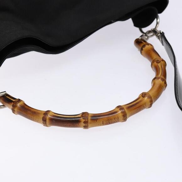 GUCCI Bamboo Shoulder Bag Canvas Black Silver 001 2123 001 2123 - Picture 7 of 12